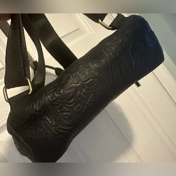 Black Embossed Leather Backpack - Picture 4 of 9